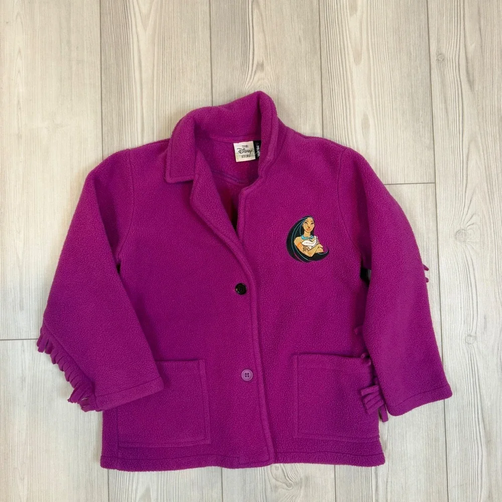 Disney Store Polartec Pocahontas Fleece Jacket Magenta Purple Fringe Kids